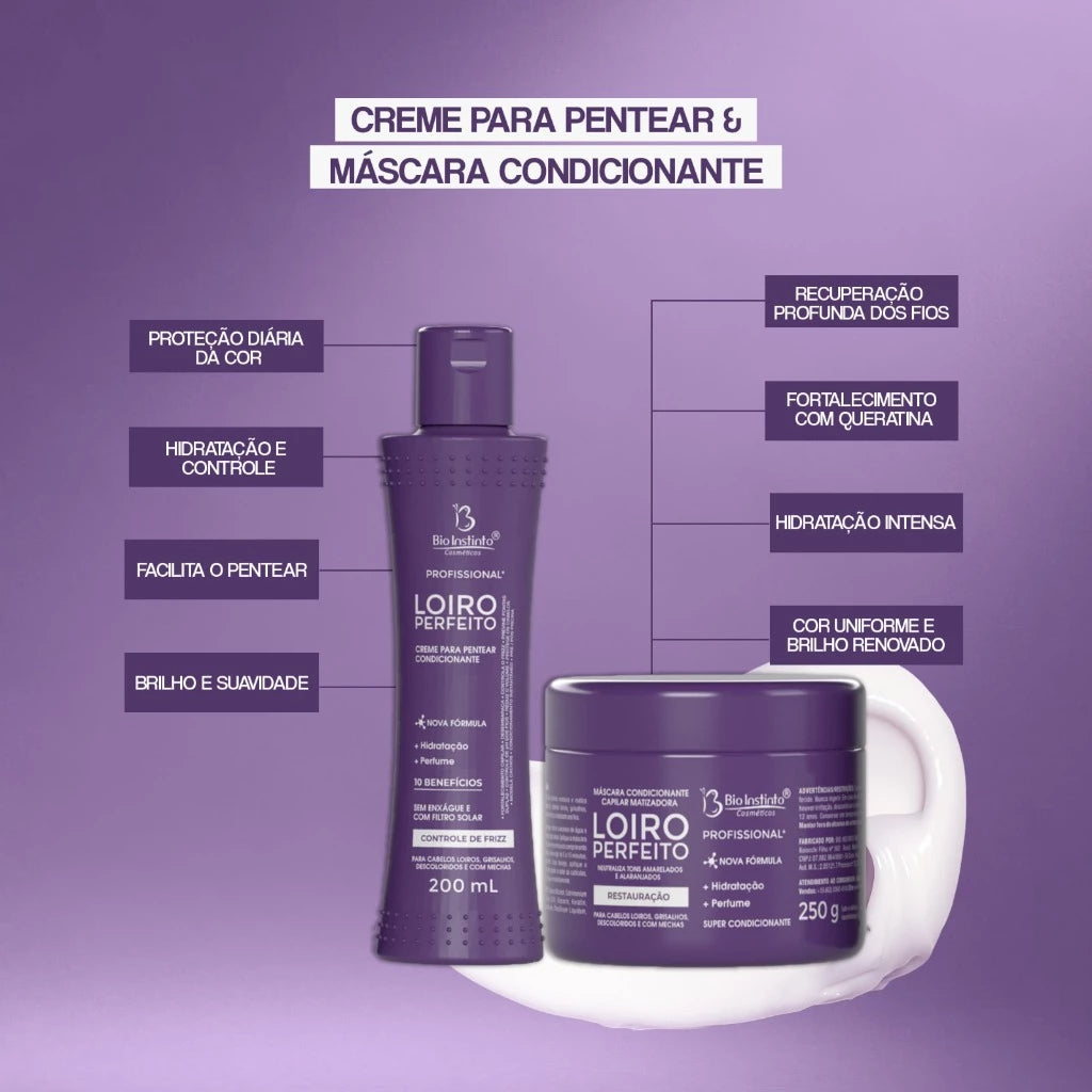 Kit Capilar Loiro Perfeito — Matizador Profissional Completo (4 Produtos)