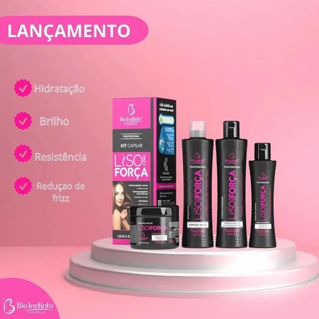 Kit Capilar Liso com Força — Tratamento Profissional Completo (4 Produtos)