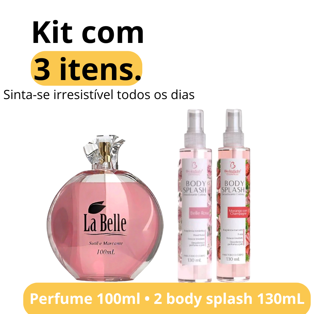 Kit Perfume Feminino 100ml + 2 Body Splash 130ml – Fragrâncias irresistíveis✨