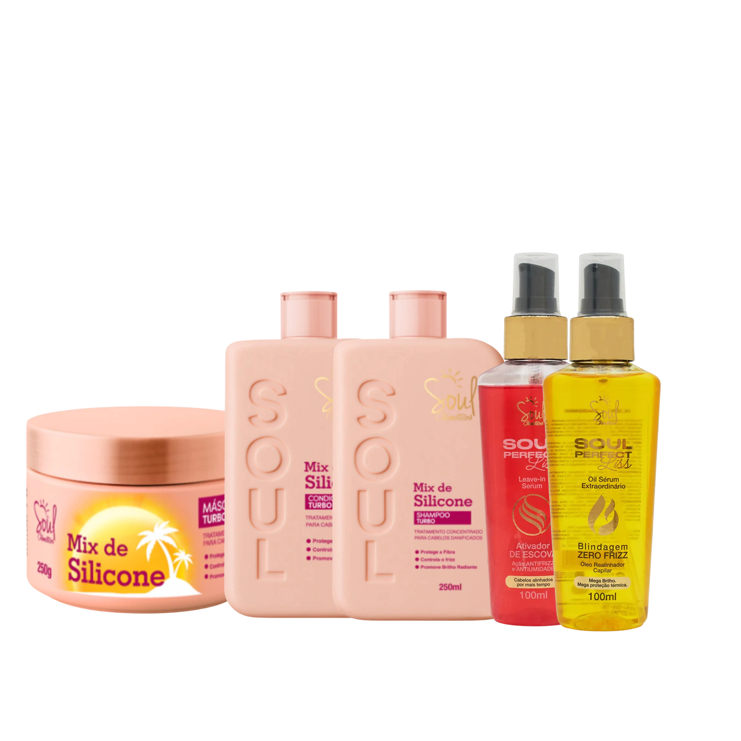Kit Capilar Soul Glamour — Mix de Silicone + Perfect Liss 5 produtos