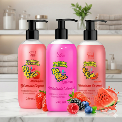 Hidratante Corporal Feminino Morango BabaSoul 240ml – Hidratação Intensiva