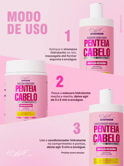 Kit Capilar Penteia Cabelo Belkit — Hidratação Instantânea, Antifrizz e Antivolume (3 Produtos)