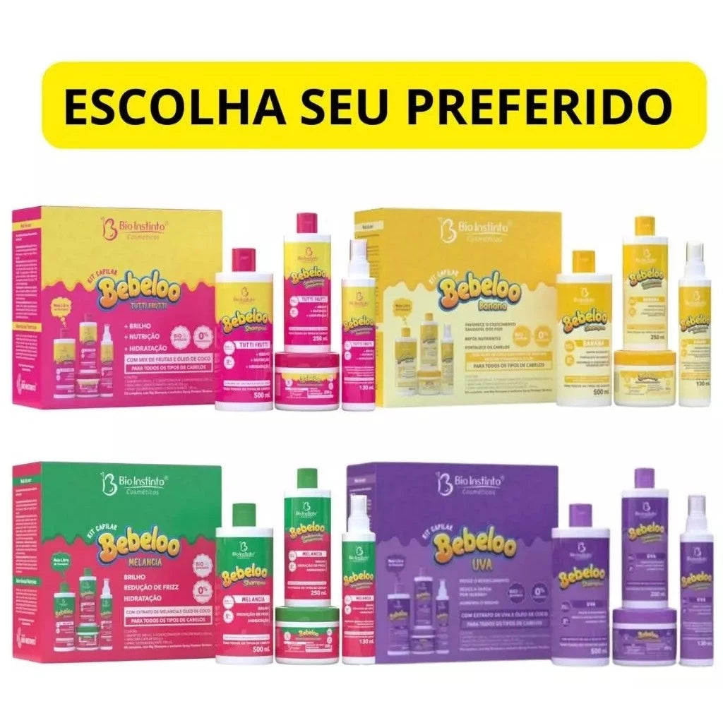 Kit Capilar Bebelo — Brilho, Nutrição e Hidratação (4 Produtos)