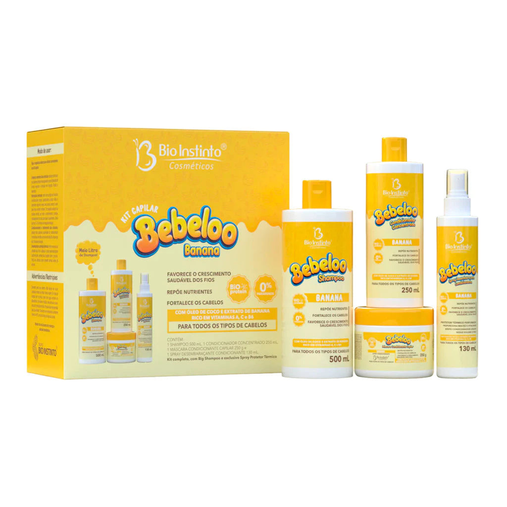 Kit Capilar Bebelo — Brilho, Nutrição e Hidratação (4 Produtos)