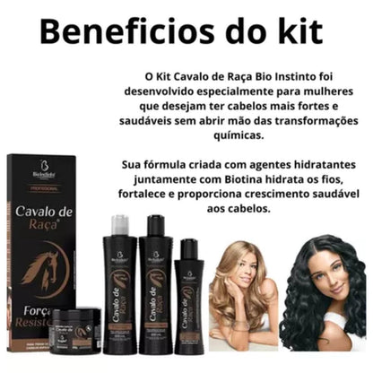 Kit Capilar Cavalo de Raça + Loção Antiqueda — Força, Resistência e Crescimento (5 Produtos)