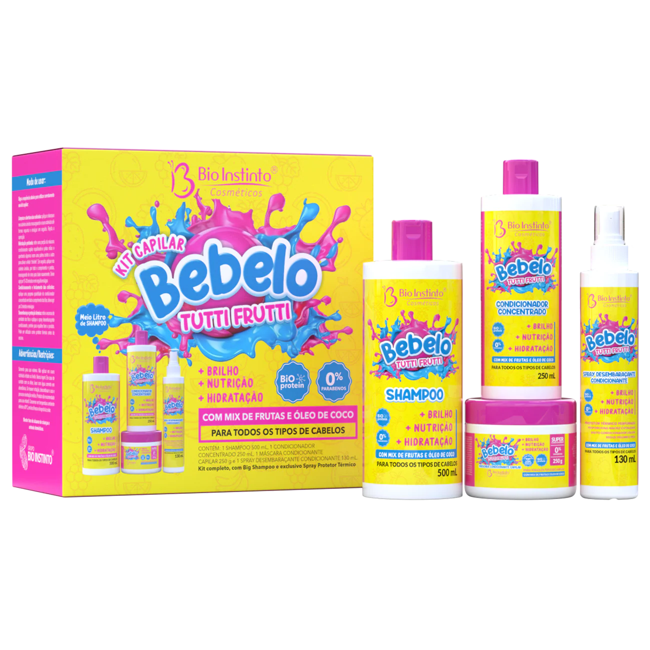 Kit Capilar Bebelo — Brilho, Nutrição e Hidratação (4 Produtos)