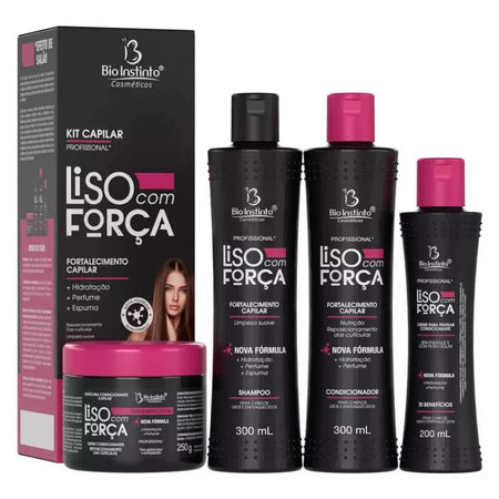 Kit Capilar Liso com Força — Tratamento Profissional Completo (4 Produtos)