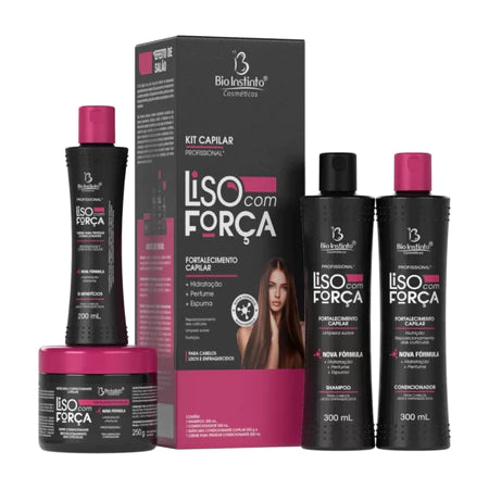 Kit Capilar Liso com Força — Tratamento Profissional Completo (4 Produtos)