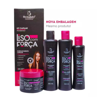 Kit Capilar Liso com Força — Tratamento Profissional Completo (4 Produtos)