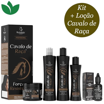 Kit Capilar Cavalo de Raça + Loção Antiqueda — Força, Resistência e Crescimento (5 Produtos)